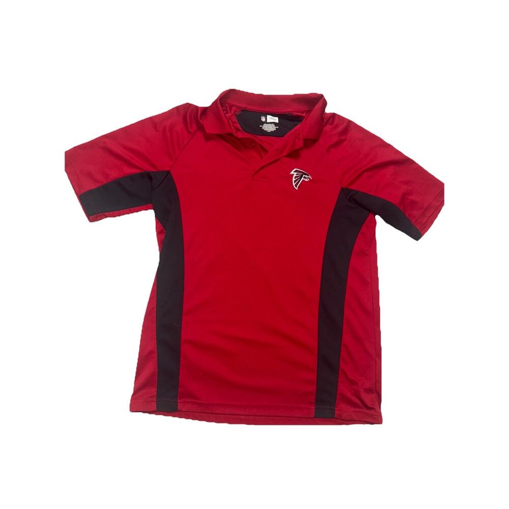 Atlanta Falcons Shirt Men's Large Red Short Sleeve Polo NFL Football (j25)
